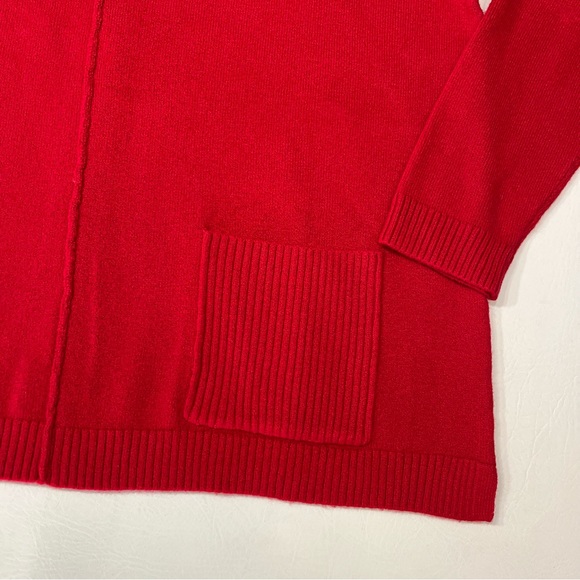 J. Jill Ribbed Pocket Crewneck Sweater Pullover Ruby Red Size Small Petite - Picture 6 of 10